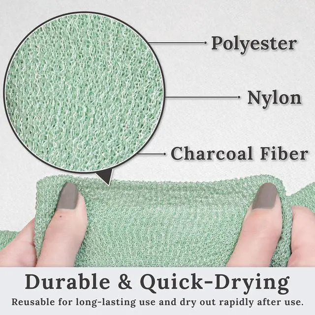 Alt view image 4 of 7 - myHomeBody Exfoliating Washcloths for Showering, Light Green, Set of 2
