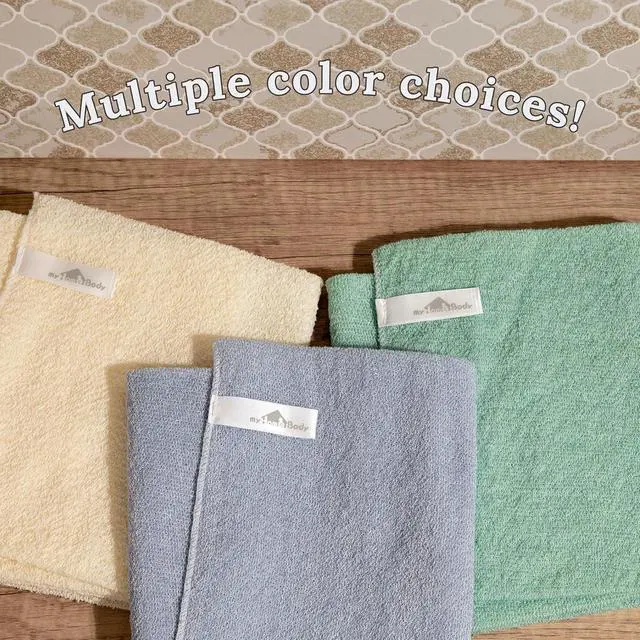 Alt view image 7 of 7 - myHomeBody Exfoliating Washcloths for Showering, Light Green, Set of 2