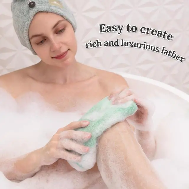 Alt view image 5 of 7 - myHomeBody Exfoliating Washcloths for Showering, Light Green, Set of 2