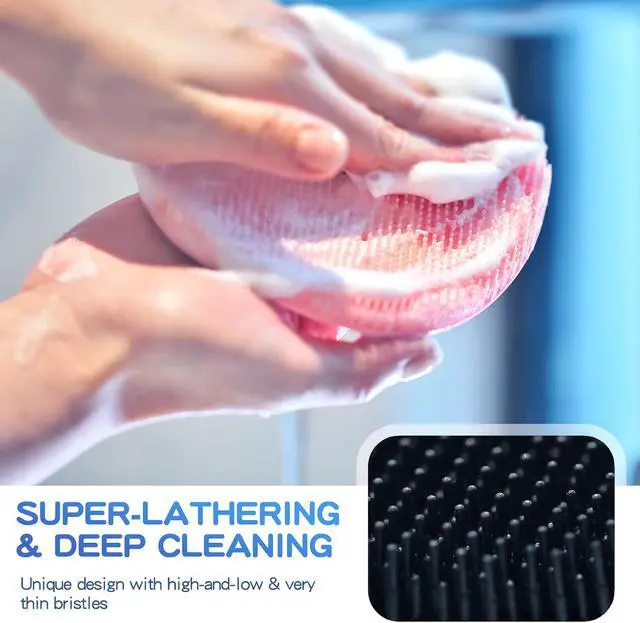 Alt view image 4 of 7 - Manmihealth Silicone Back Scrubber & Soft Bath Glove Set 2PCS Black