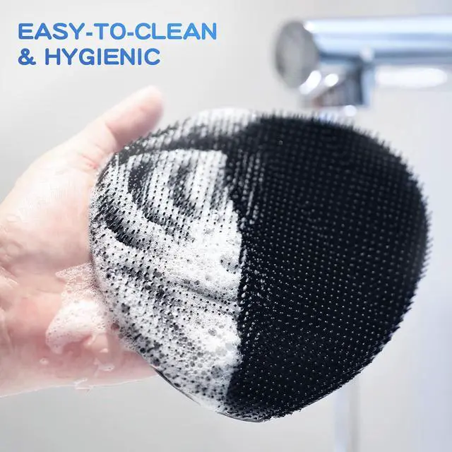 Alt view image 7 of 7 - Manmihealth Silicone Back Scrubber & Soft Bath Glove Set 2PCS Black