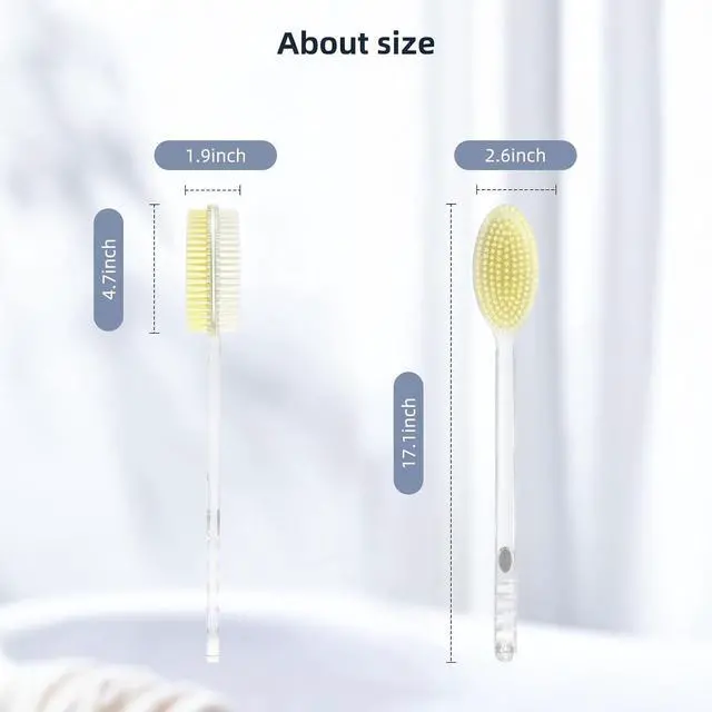 Alt view image 6 of 7 - Back Scrubber Long Handle for Shower,Back Brush Dual-Sided with Stiff and Soft Bristles,Body Exfoliator for Bath or Dry Brush