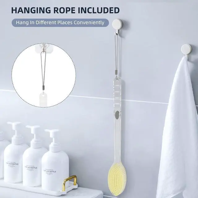 Alt view image 7 of 7 - Back Scrubber Long Handle for Shower,Back Brush Dual-Sided with Stiff and Soft Bristles,Body Exfoliator for Bath or Dry Brush