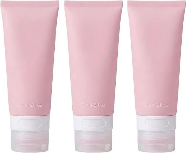Main image of 3PCS 60ml/2oz Empty Refillable Pink Soft Silicon Squeeze Tube Portable Travel Bottle Cosmetic Containers Storage Holder For Cream Lotion Facial Cleaner Shampoo Shower Gel Toiletries