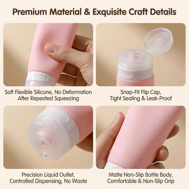 Alt view image 4 of 7 - 3PCS 60ml/2oz Empty Refillable Pink Soft Silicon Squeeze Tube Portable Travel Bottle Cosmetic Containers Storage Holder For Cream Lotion Facial Cleaner Shampoo Shower Gel Toiletries