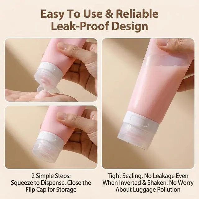 Alt view image 5 of 7 - 3PCS 60ml/2oz Empty Refillable Pink Soft Silicon Squeeze Tube Portable Travel Bottle Cosmetic Containers Storage Holder For Cream Lotion Facial Cleaner Shampoo Shower Gel Toiletries