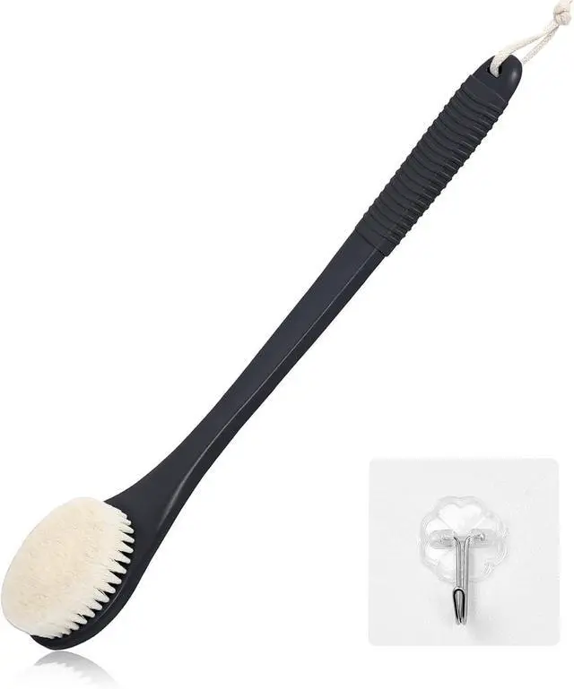 Main image of 17-Inch Back Scrubber for Shower, Anti-Slip Exfoliating Body Brush for Bath, Gentle Back Brush for Shower for Men, and Women, Cleaning Skin for Smooth, Glowing Skin (Black)
