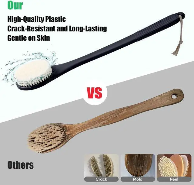 Alt view image 3 of 7 - 17-Inch Back Scrubber for Shower, Anti-Slip Exfoliating Body Brush for Bath, Gentle Back Brush for Shower for Men, and Women, Cleaning Skin for Smooth, Glowing Skin (Black)