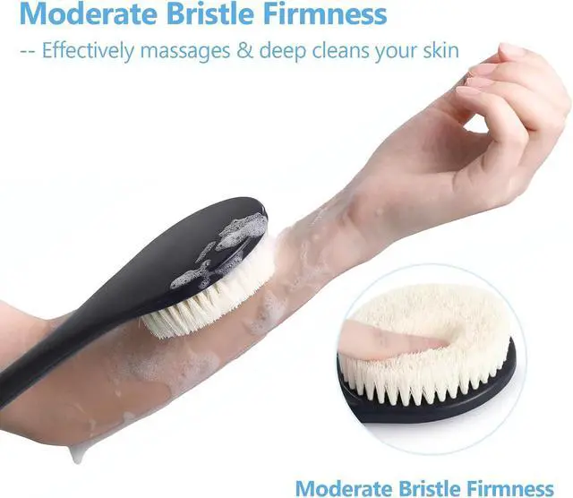 Alt view image 4 of 7 - 17-Inch Back Scrubber for Shower, Anti-Slip Exfoliating Body Brush for Bath, Gentle Back Brush for Shower for Men, and Women, Cleaning Skin for Smooth, Glowing Skin (Black)
