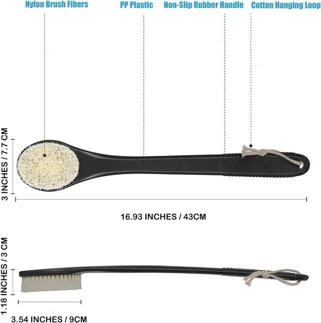 Alt view image 7 of 7 - 17-Inch Back Scrubber for Shower, Anti-Slip Exfoliating Body Brush for Bath, Gentle Back Brush for Shower for Men, and Women, Cleaning Skin for Smooth, Glowing Skin (Black)