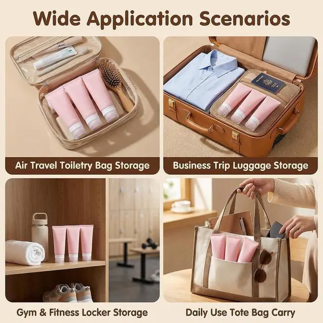 Alt view image 7 of 7 - 3PCS 60ml/2oz Empty Refillable Pink Soft Silicon Squeeze Tube Portable Travel Bottle Cosmetic Containers Storage Holder For Cream Lotion Facial Cleaner Shampoo Shower Gel Toiletries