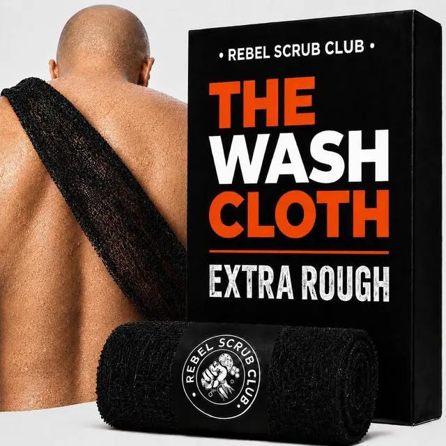 Main image of Extra Rough Exfoliating Washcloth, Body and Back Scrubber for Men, 1 Pack