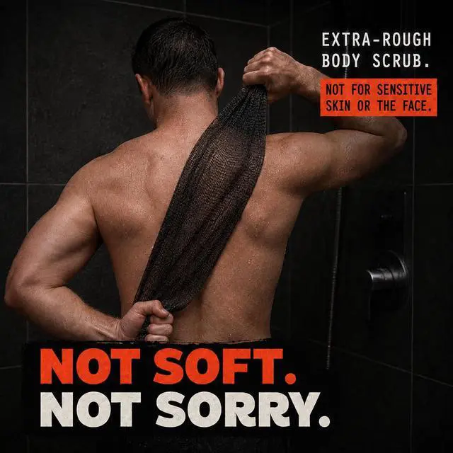 Alt view image 2 of 7 - Extra Rough Exfoliating Washcloth, Body and Back Scrubber for Men, 1 Pack