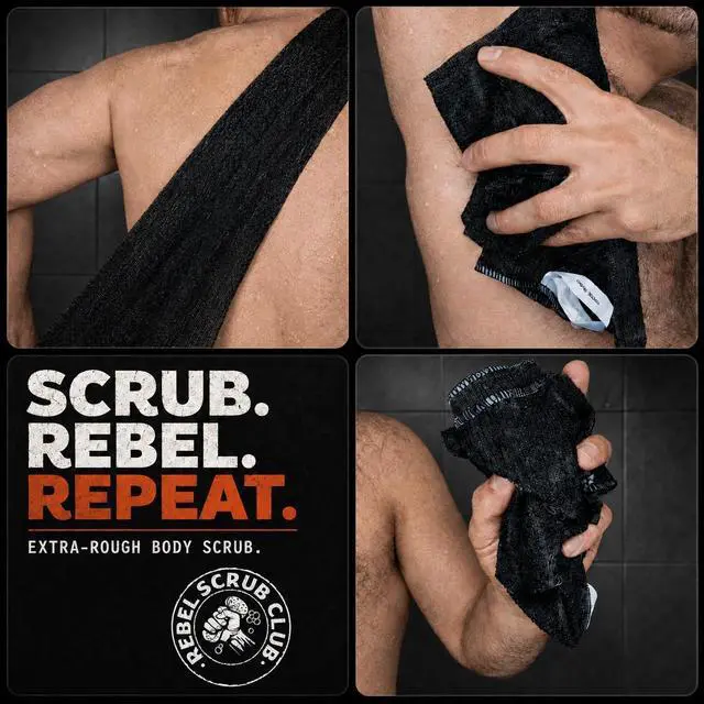 Alt view image 6 of 7 - Extra Rough Exfoliating Washcloth, Body and Back Scrubber for Men, 1 Pack