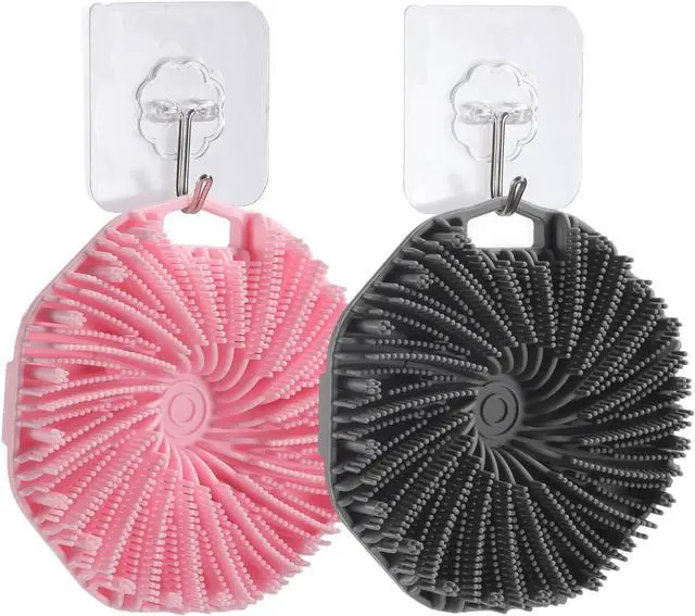 Main image of 2Pcs Silicone Body Scrubber,Exfoliating Body Scrubbers for use in Shower,Silicone Body Brush for Showering and Anti-Slippery Handles for All Skin Types,Eco Friendly Shower Scrubber for BodyPink