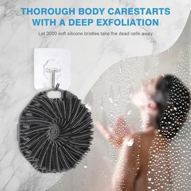 Alt view image 6 of 7 - 2Pcs Silicone Body Scrubber,Exfoliating Body Scrubbers for use in Shower,Silicone Body Brush for Showering and Anti-Slippery Handles for All Skin Types,Eco Friendly Shower Scrubber for BodyPink