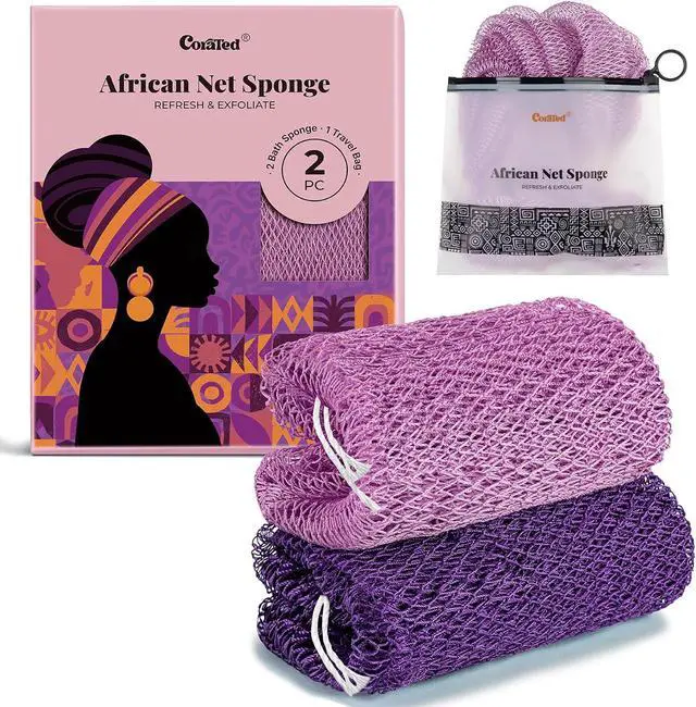 Main image of CORATED African Net Sponge Authentic, Shower Loofah Exfoliating Bath Sponge
