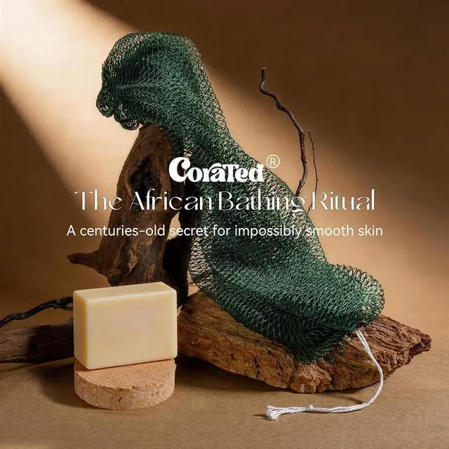 Alt view image 7 of 7 - CORATED African Net Sponge Authentic, Shower Loofah Exfoliating Bath Sponge