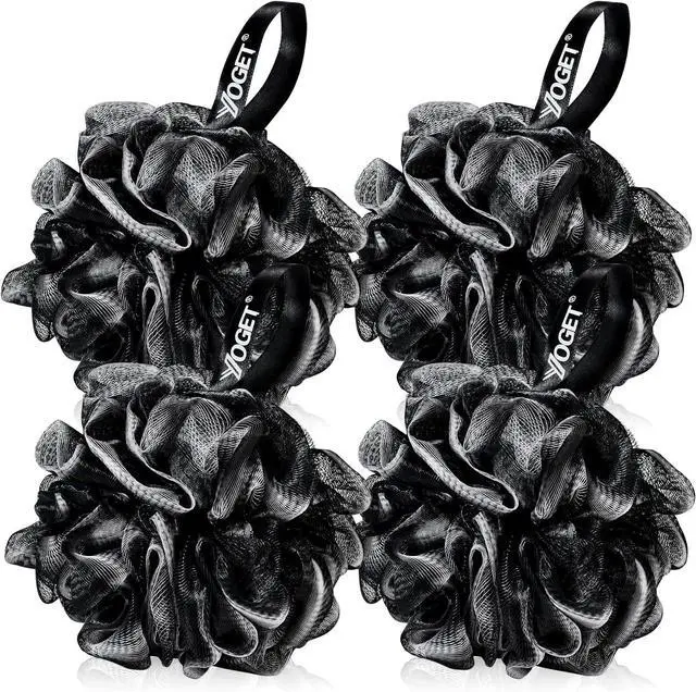 Main image of Yoget Bath Loofah Sponge, 4 Pack Black 60G Bath Sponges Body Scrubbers