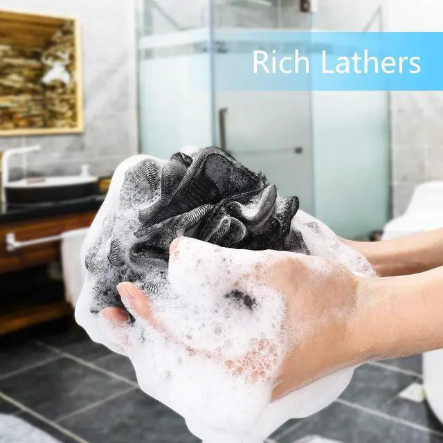 Alt view image 4 of 7 - Yoget Bath Loofah Sponge, 4 Pack Black 60G Bath Sponges Body Scrubbers