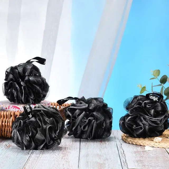 Alt view image 6 of 7 - Yoget Bath Loofah Sponge, 4 Pack Black 60G Bath Sponges Body Scrubbers