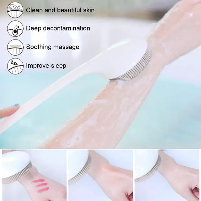 Alt view image 5 of 7 - Silicone Back Scrubber for Shower, Exfoliating Body Scrubber with Handle, Soft Shower Scrub Exfoliator Brush for Men and Women, BPA Free, Non-Slip (Grey)
