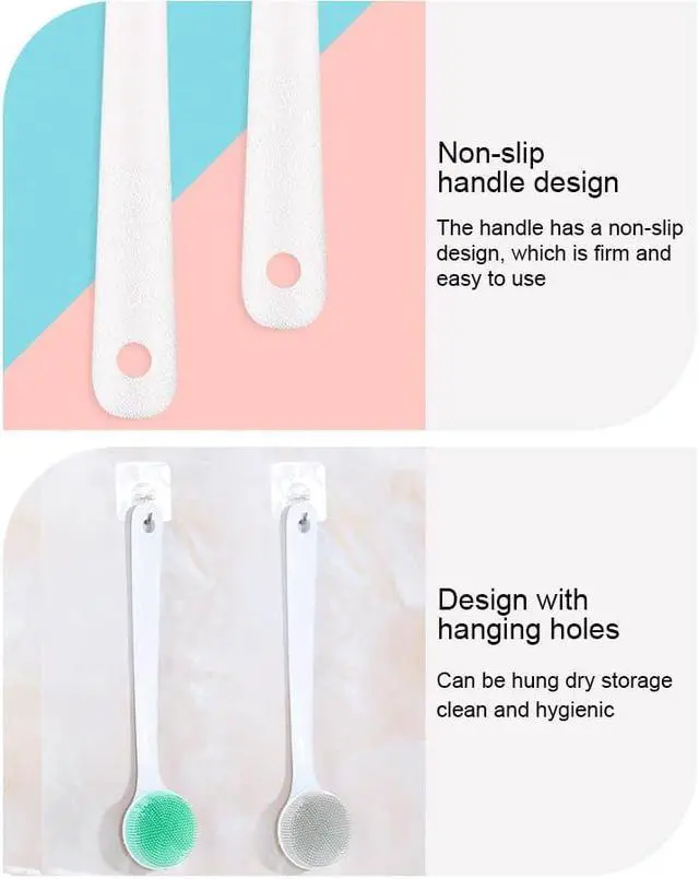 Alt view image 7 of 7 - Silicone Back Scrubber for Shower, Exfoliating Body Scrubber with Handle, Soft Shower Scrub Exfoliator Brush for Men and Women, BPA Free, Non-Slip (Grey)