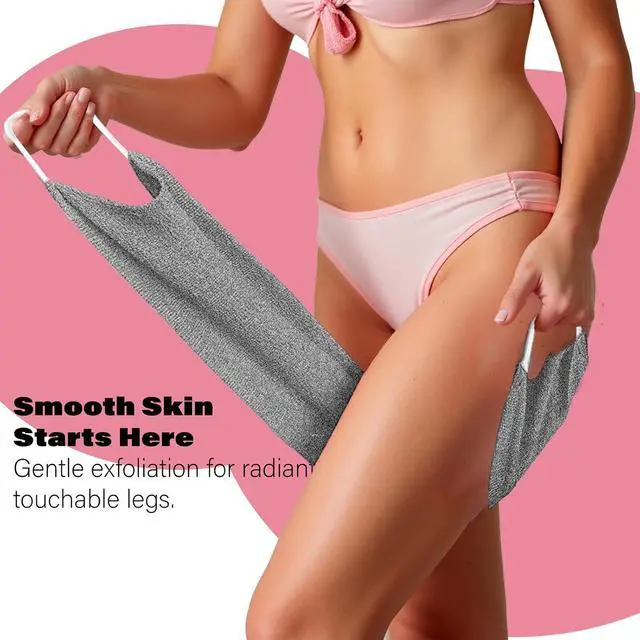 Alt view image 4 of 7 - Exfoliating Back Scrubber for Shower with Handles, Double-Sided Body Scrub Towel, Stretchable Extra Long Deep Cleaning Bath Cloth for Women and Men (Grey)