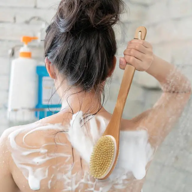 Alt view image 7 of 7 - Back Scrubber for Shower, Shower Brush Long Handle with Boar Bristle and Massage Nodes, Exfoliating Body Scrubber for Lymphatic Drainage, Cellulite & Blood Circulation
