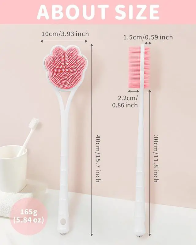 Alt view image 2 of 7 - Manmihealth 15.7" Cute Silicone Body Scrubber & Face Scrubber Set PinkSet