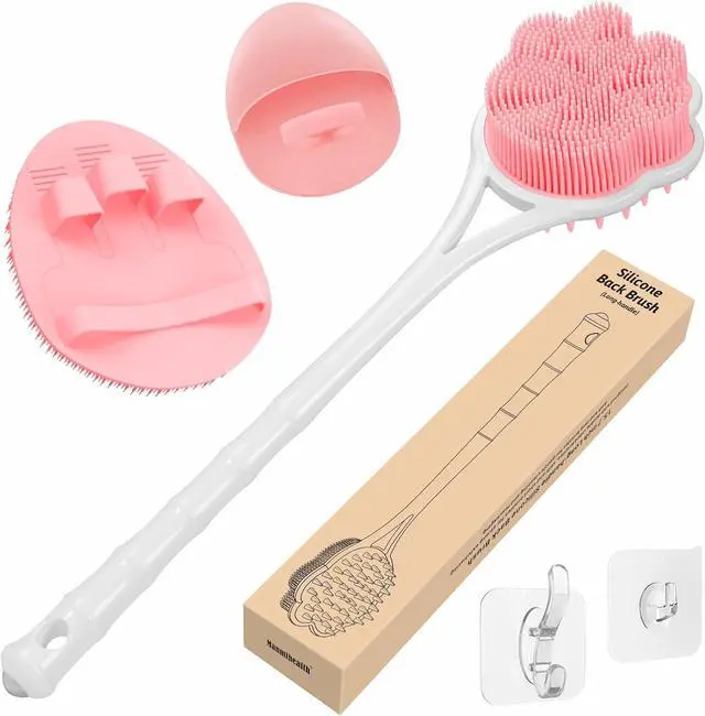 Main image of Manmihealth 15.7" Cute Silicone Body Scrubber & Face Scrubber Set PinkSet