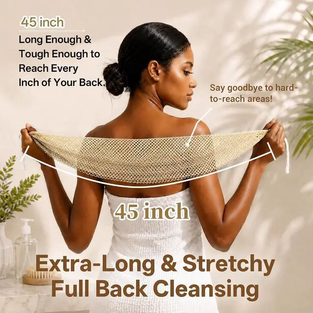 Alt view image 5 of 7 - African Net Sponge for Shower, 2PCS Exfoliating Shower Sponge with Waterproof Travel Bag, Quick-Drying African Wash Cloth for Deep Cleansing & Smooth Skin (Linen & Light Brown)