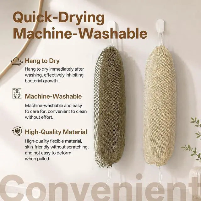 Alt view image 7 of 7 - African Net Sponge for Shower, 2PCS Exfoliating Shower Sponge with Waterproof Travel Bag, Quick-Drying African Wash Cloth for Deep Cleansing & Smooth Skin (Linen & Light Brown)
