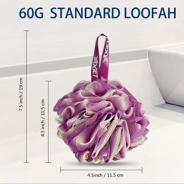 Alt view image 2 of 7 - Yoget Bath Loofah Sponge, 4 Color 60G Loofah Exfoliating Body Scrubber