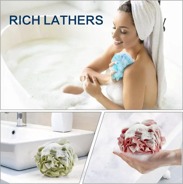 Alt view image 4 of 7 - Yoget Bath Loofah Sponge, 4 Color 60G Loofah Exfoliating Body Scrubber