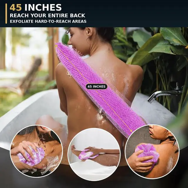 Alt view image 2 of 7 - SubSahara African Net Sponge 2 Pack,45-Inch Body & Back Scrubber