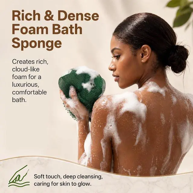 Alt view image 3 of 7 - African Net Sponge for Shower, 2PCS Exfoliating Shower Sponge with Waterproof Travel Bag, Quick-Drying African Wash Cloth for Deep Cleansing & Smooth Skin (Mint Green & Forest Green)