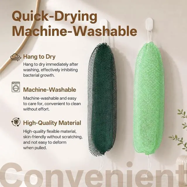 Alt view image 7 of 7 - African Net Sponge for Shower, 2PCS Exfoliating Shower Sponge with Waterproof Travel Bag, Quick-Drying African Wash Cloth for Deep Cleansing & Smooth Skin (Mint Green & Forest Green)