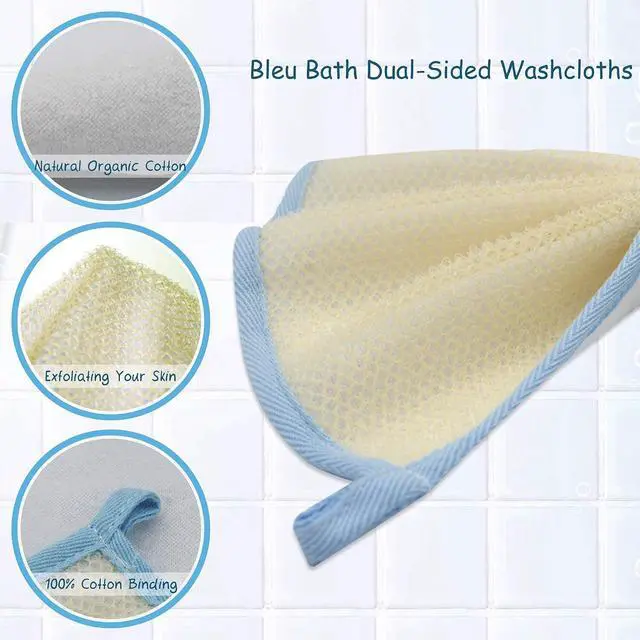 Alt view image 2 of 6 - (3 Pack) Dual-Sided Exfoliating Skin Towel Cotton Terry Body Cloth Scrubber Premium Sturdy Loofah Towel Soft and Buffing Wash Cloth White for Either Oil or Dry Skin