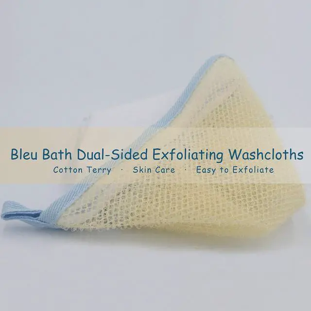 Alt view image 3 of 6 - (3 Pack) Dual-Sided Exfoliating Skin Towel Cotton Terry Body Cloth Scrubber Premium Sturdy Loofah Towel Soft and Buffing Wash Cloth White for Either Oil or Dry Skin