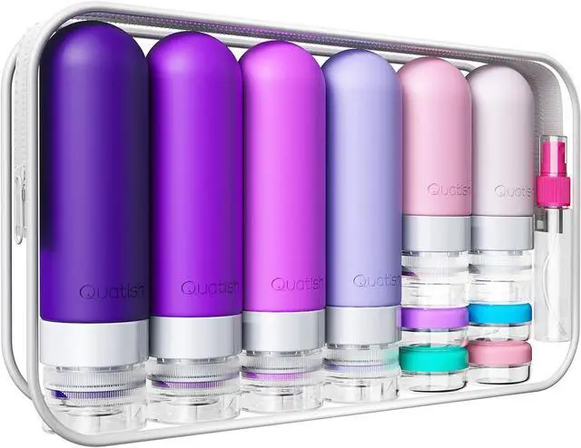 Main image of 20 Pack Travel Bottles for Toiletries, Original Patented, TSA Approved Travel Size Containers, Leak Proof Silicone Shampoo and Conditioner Bottles Women & Men, Airplane Cruise Essentials, Purple