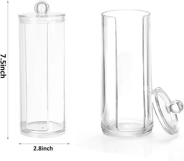 Alt view image 2 of 4 - 2Pcs Clear Acrylic Scrunchie Holder Stand, Hair Ties Holder Organizer with Lid, Cosmetic Cotton Scrunchy Display Organizer for Women Teen Girls