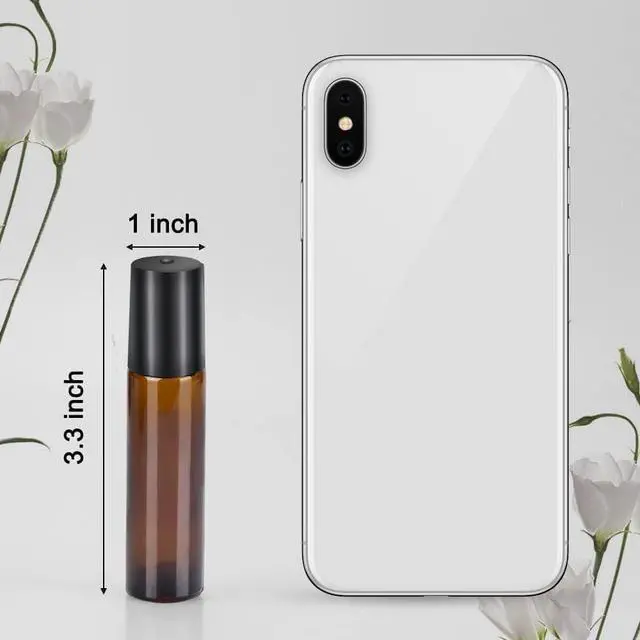Alt view image 3 of 6 - Roller Bottles for Essential Oils - 12 Pack 10ml Amber Glass Roll on Bottle
