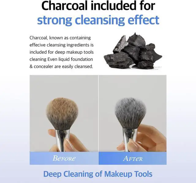 Alt view image 8 of 12 - STUDIO17 Solid Makeup Brush Cleaner 300+ Usage | Convenient Makeup Cleaner for Both Brushes & Puffs | Cosmetic Brush Cleaner Charcoal Included | Compact Size