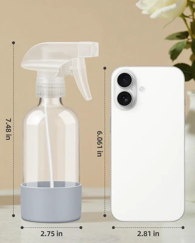 Alt view image 2 of 7 - Glass Spray Bottles 8 oz, 2 Pack Spray Bottle for Hair with Silicone Sleeve
