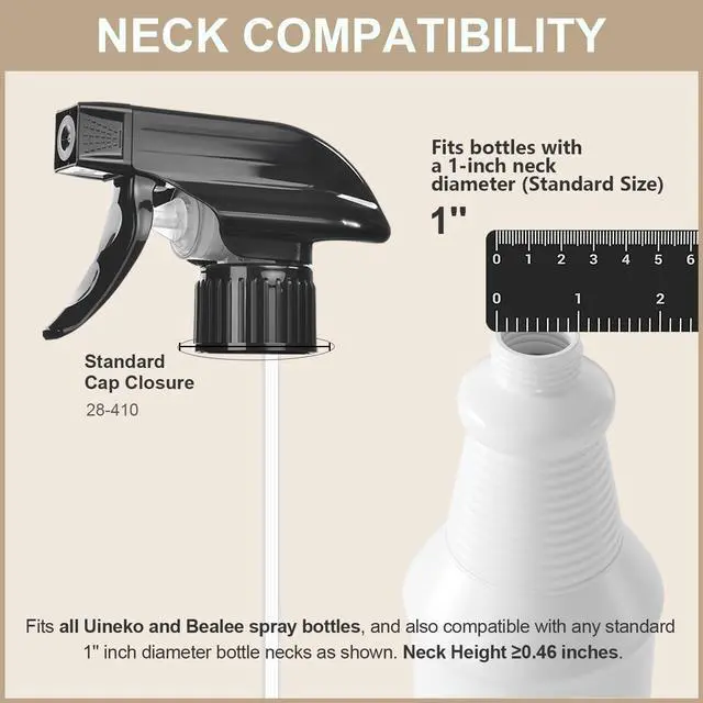 Alt view image 6 of 7 - 6 Pack Spray Bottle Nozzle Replacement, Universal Spray Tops, Mist & Stream
