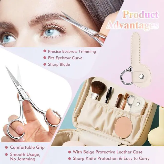 Alt view image 5 of 7 - 3.8 Inch Silver Eyebrow Scissors for Women Personal Care