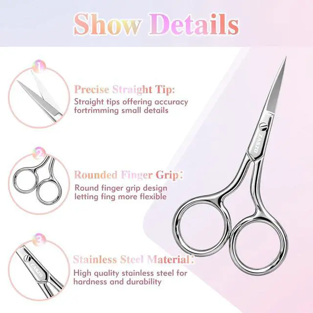 Alt view image 7 of 7 - 3.8 Inch Silver Eyebrow Scissors for Women Personal Care
