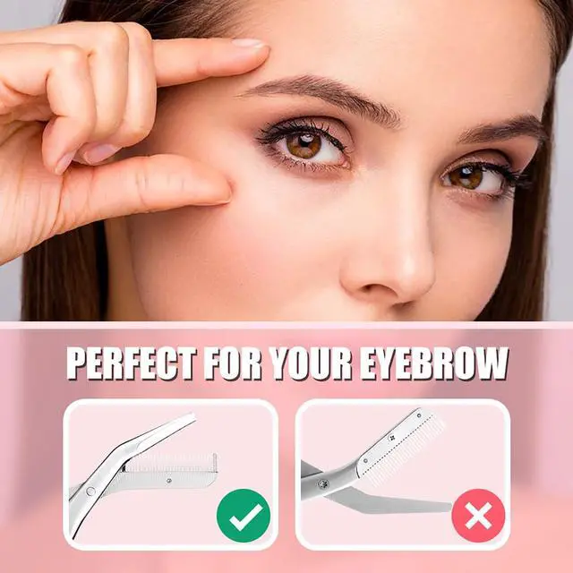 Alt view image 5 of 7 - Eyebrow Scissors With Comb, Facial Grooming Scissors Kit, Professional Precision Eyebrow Trimmer Scissors,Perfect For Gifts For Women and Men (Black Flower)