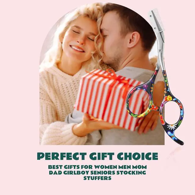 Alt view image 7 of 7 - Eyebrow Scissors With Comb, Facial Grooming Scissors Kit, Professional Precision Eyebrow Trimmer Scissors,Perfect For Gifts For Women and Men (Black Flower)